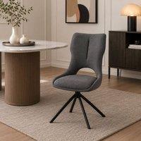 Stratus Interiors Roseland Luxury Upholstered Swivel Dining Chair with Black Spider Base in Grey