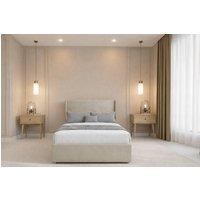 Chester & Oakley Velora Plush Divan Bed Base No Drawers 54 Winged Headboard in Cream | Size: Single