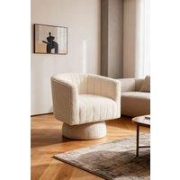 Living and Home White Sherpa Upholstered Swivel Accent Armchair
