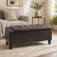 STILVORA PU Leather Storage Ottoman Bench with Lift-Up Lid & 92L Storage, Brown