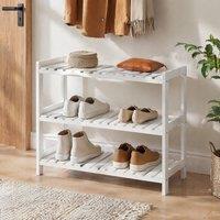STILVORA 3 Tier Shoe Rack with Slatted Shelves White