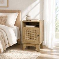 STILVORA Bedside Table with Cupboard & Shelf in Natural
