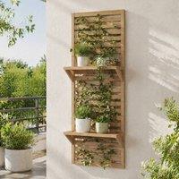 STILVORA Wall-Mounted Plant Stand Set of 2 with Trellis in Natural