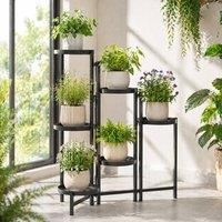 STILVORA 6 Tier Foldable Plant Stand in Black