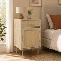 STILVORA Bedside Table with Drawer & Adjustable Shelf in Natural
