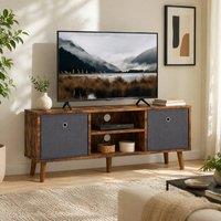 STILVORA TV Stand with 2 Drawers & Shelves in Rustic Brown