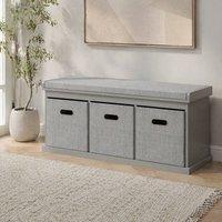 STILVORA Shoe Storage Bench with 3 Drawers & Padded Seat in Grey