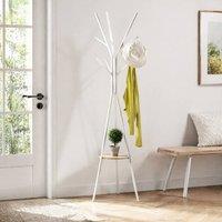 STILVORA Coat Rack with 9 Hooks & Shelf White