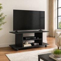 STILVORA TV Unit with Shelves & Castors Black