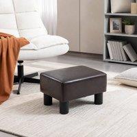 STILVORA Footstool with Wooden Frame & PU Leather in Brown