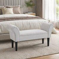 STILVORA Bench with Rolled Sides in Grey Fabric