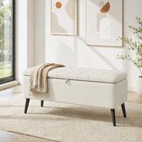 STILVORA Storage Ottoman with Steel Legs in Cream