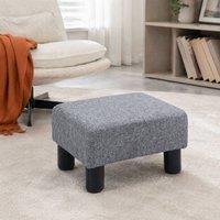 STILVORA Footstool with Wooden Frame in Grey