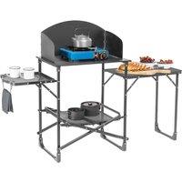 Trail Outdoor Leisure Trail Folding Camping Kitchen Stand with Windshield for 2 Burner Stove in Grey