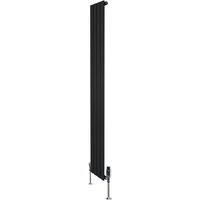 Monstershop Flat Single Column Radiator & Valves - 1800mm x 280mm - Black