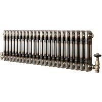 Monstershop Traditional 2 Column Radiator & Valves - 300mm x 1010mm - Raw Metal in Silver