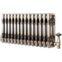 Monstershop Traditional 3 Column Radiator & Valves - 300mm x 650mm - Raw Metal in Silver