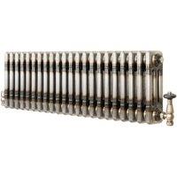 Monstershop Traditional 3 Column Radiator & Valves - 300mm x 1010mm - Raw Metal in Silver
