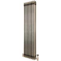 Monstershop Traditional 3 Column Radiator & Valves - 1500mm x 380mm - Raw Metal in Silver