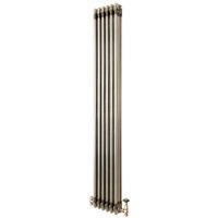 Monstershop Traditional 3 Column Radiator & Valves - 1800mm x 290mm - Raw Metal in Silver