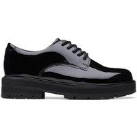 Clarks Prague Lace Older Black Patent Brogues, Lace Up, School Shoes | Size: 13.5-Wide Fit