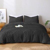 Pamposh Black Tufted Duvet Cover Sets Reversible Bedding Set King Size | Size: Single