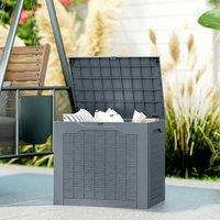 OUTSUNNY 97L Plastic Garden Storage Box, Storage Container w/ Handles, Grey in Light Grey