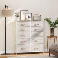 HOMCOM Fabric Chest of Drawers, 10 Drawer Dresser for Bedroom, Natural Wood | Size: XL