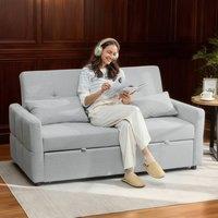 HOMCOM 2 Seater Sofa Bed, Convertible Pull Out Bed Settee, Light Grey