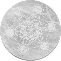 KDMD Large Selenite Charging Plate with Sacred Geometry 18cm Home Decor in White