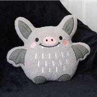 KDMD Cute Boucle Bat Shaped Cushion for Sofas & Beds in Grey
