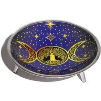 KDMD Purple Triple Moon Enamelled Offering Plate with Tree of Life