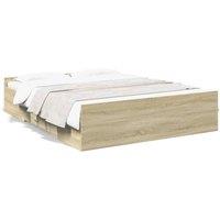 Berkfield Home Bed Frame with Drawers without Mattress Sonoma Oak 160x200 cm in Brown