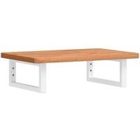 Berkfield Home Basin Shelf Wall Mounted Steel & Solid Wood Beech in Brown