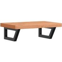 Berkfield Home Basin Shelf Wall Mounted Steel & Solid Wood Beech in Brown