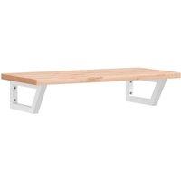 Berkfield Home Basin Shelf Wall Mounted Steel & Solid Wood Beech in Brown