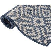 Berkfield Home Outdoor Flatweave Rug 120x170 cm Blue Stripes | Size: 100 cm diameter