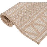 Berkfield Home Outdoor Flatweave Rug 160x230 cm Brown Stripes in Beige | Size: Medium