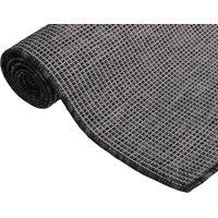 Berkfield Home Outdoor Flatweave Rug 140x200 cm Grey | Size: 100 cm diameter