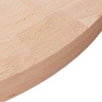 Berkfield Home Round Table Top 80x4 cm Untreated Solid Wood Oak in Light Brown | Size: 80x4 cm