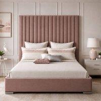 Stratus Interiors Romana Slim Paneled Premium Bed Frame - Gas lift Ottoman Storage in Dusty Pink | Size: Small Double