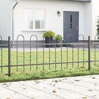 Berkfield Home Garden Fence with Hoop Top Grey 10.2x0.6 m Steel