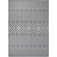 Berkfield Home Outdoor Flatweave Rug 120x170 cm Blue Stripes | Size: 100 cm diameter