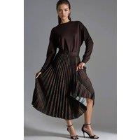 Busem Women's Patterned Pleated Maxi Skirt | Size: Large