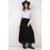 Big Dart Women's High Waist Floral A-Line Maxi Skirt in Black | Size: XL