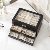 SHEONLY Women's Portable Jewellery Storage Box in Black