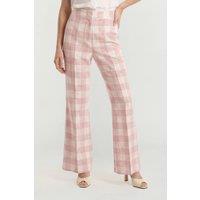 Lily and Lionel Women's Zena Flared Check Trouser in Light Pink | Size: 16