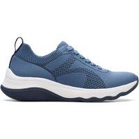 Clarks Women's Circuit Tie Denim Blue Knit Trainers | Size: 4-Standard Fit