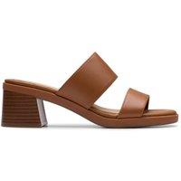 Clarks Women's Jaylan Dusk Tan Leather Heeled Sandals in Brown | Size: 4-Standard Fit