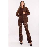 Love Lace Women's Lace High Waist Bell Bottom Pants in Brown